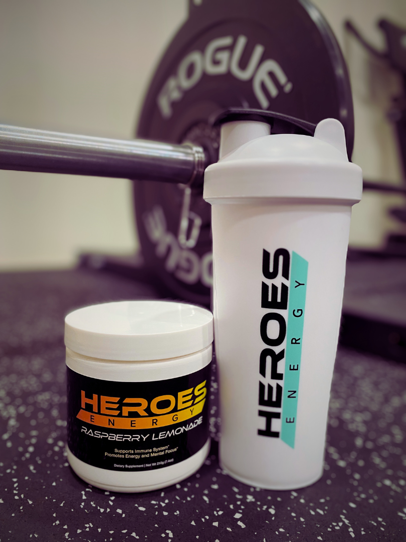 Heroes Energy White Shaker Bottle